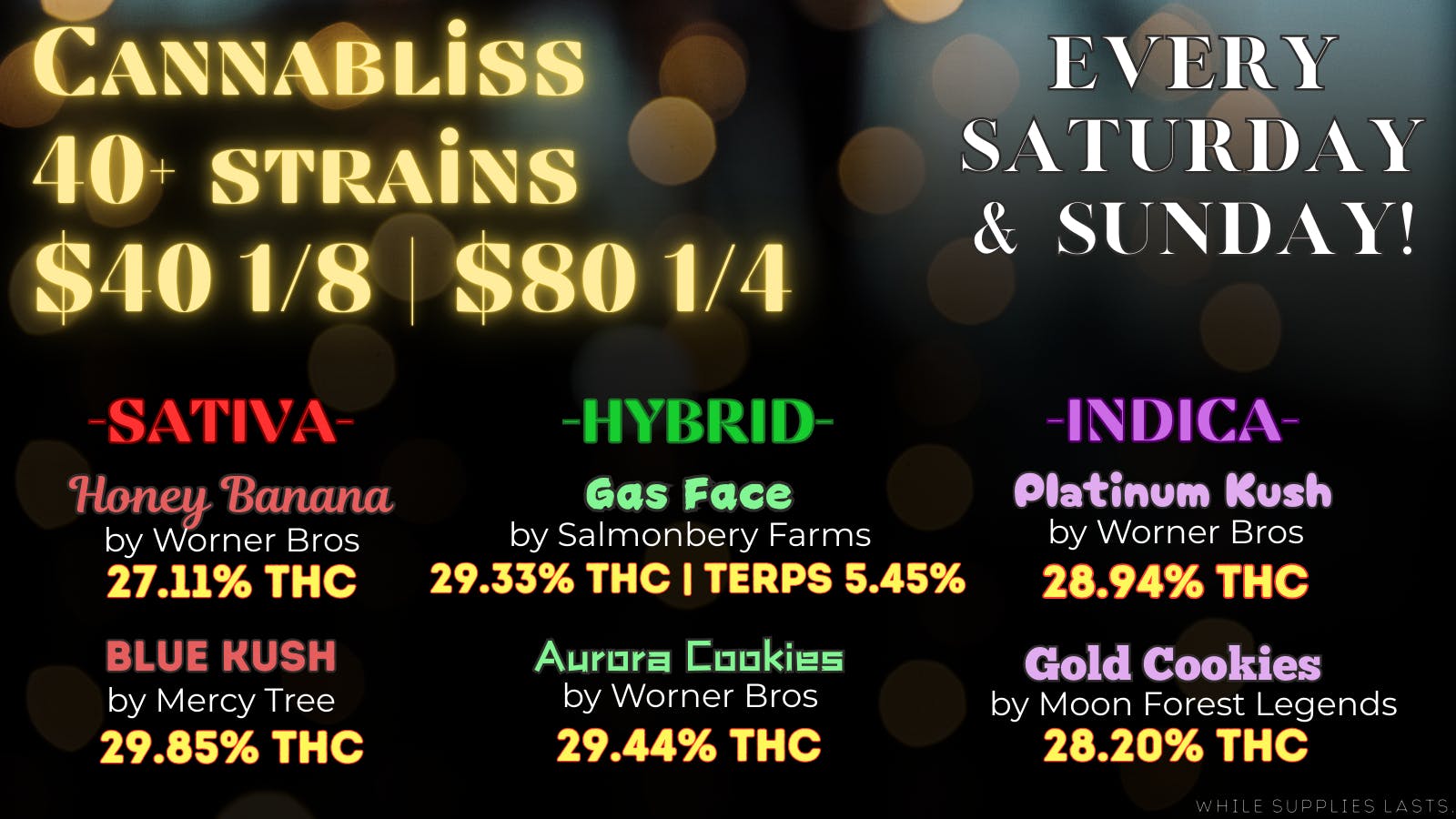 Cannabliss 40+ Strains $40e - $320o or LESS!