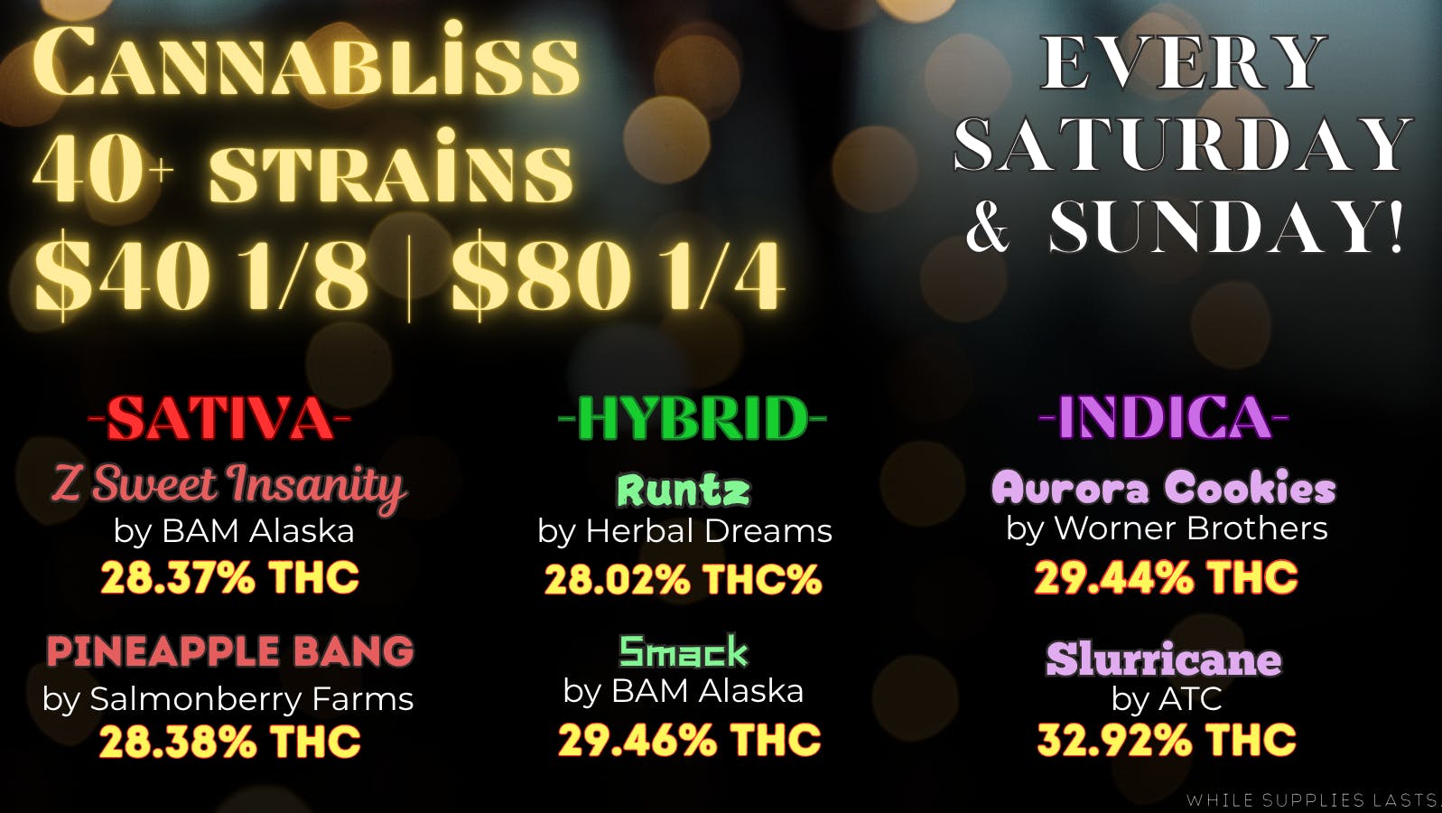 Cannabliss 40+ Strains $40e - $320o or LESS!