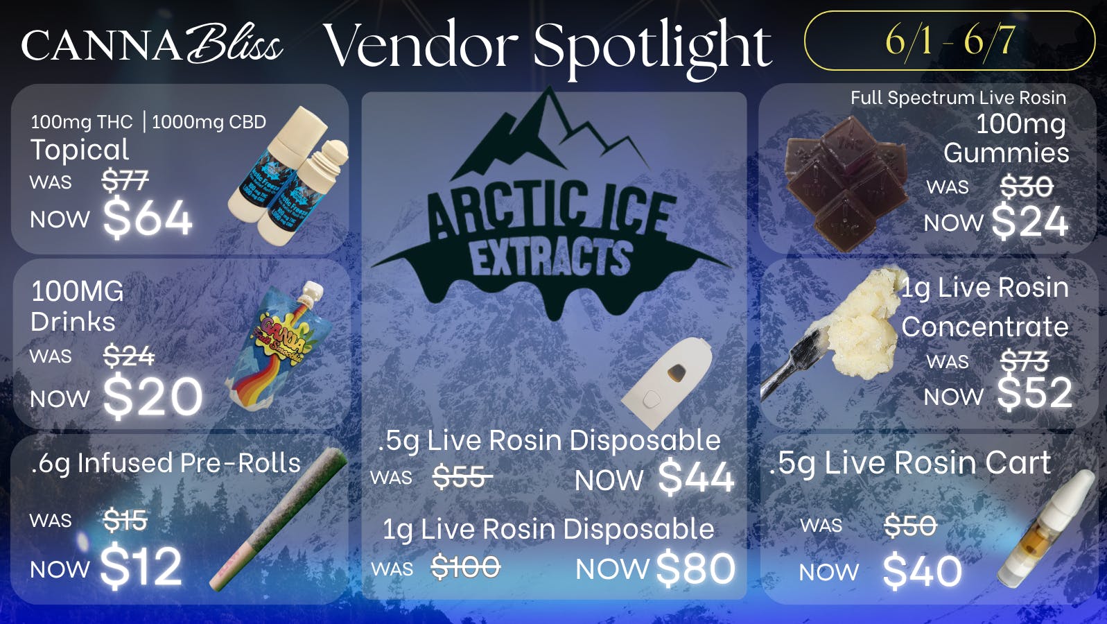 Cannabliss Arctic Ice | 20% Off | 45+ Choices | FS Live Rosin
