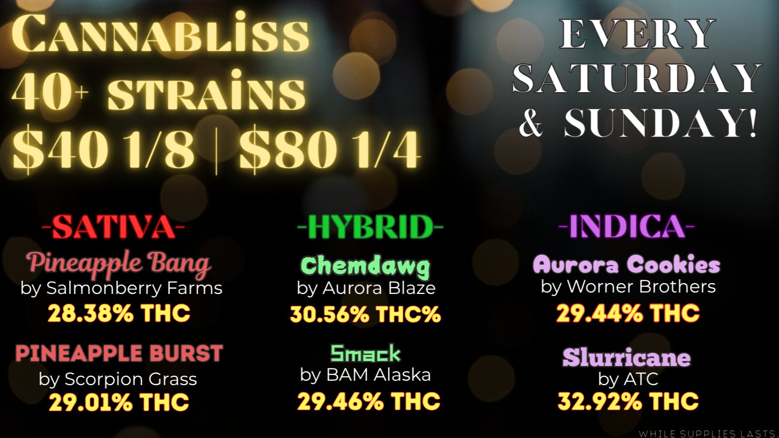 Cannabliss 40+ Strains $40e - $320o or LESS!