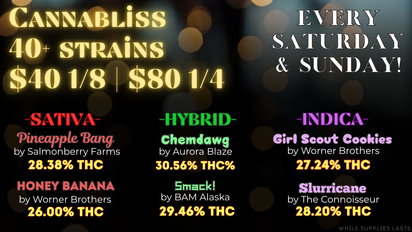 Cannabliss 40+ Strains $40e - $320o or LESS!
