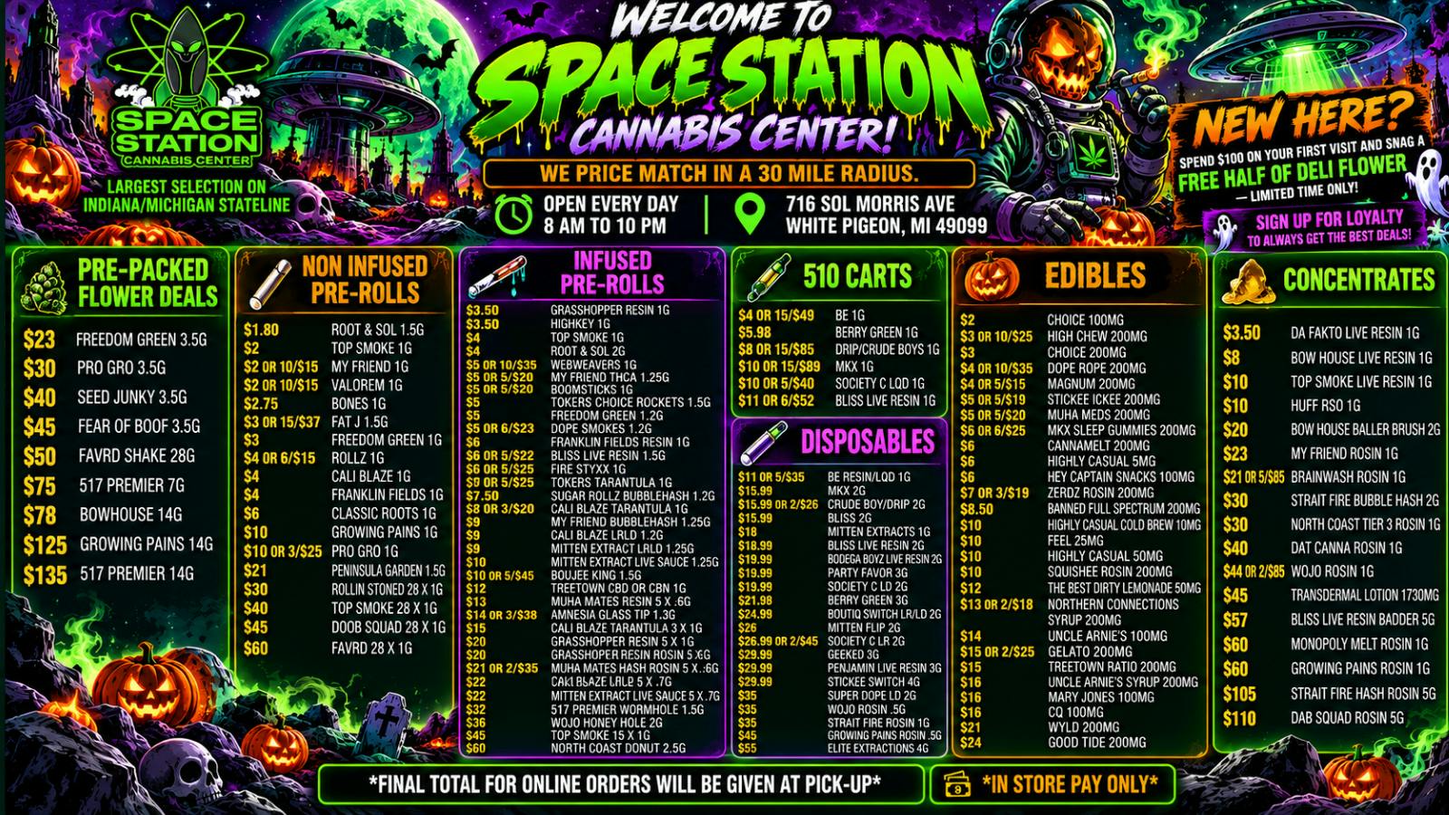 Space Station Cannabis BEST FLOWER PRE ROLL & EDIBLE DEALS IN THE STATE🤤
