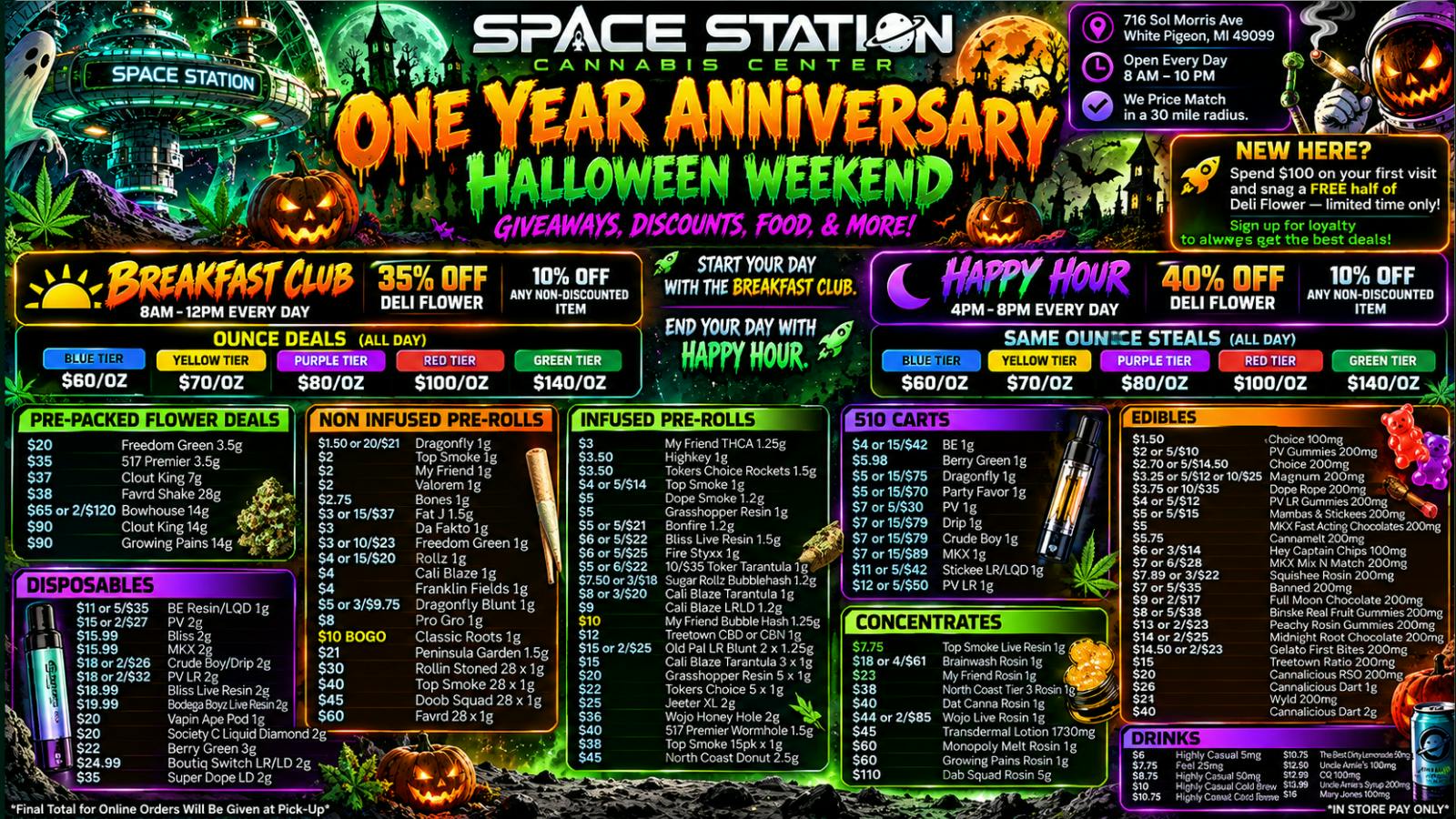 Space Station Cannabis ONE YEAR ANNIVERSARY HALLOWEEN WEEKEND!