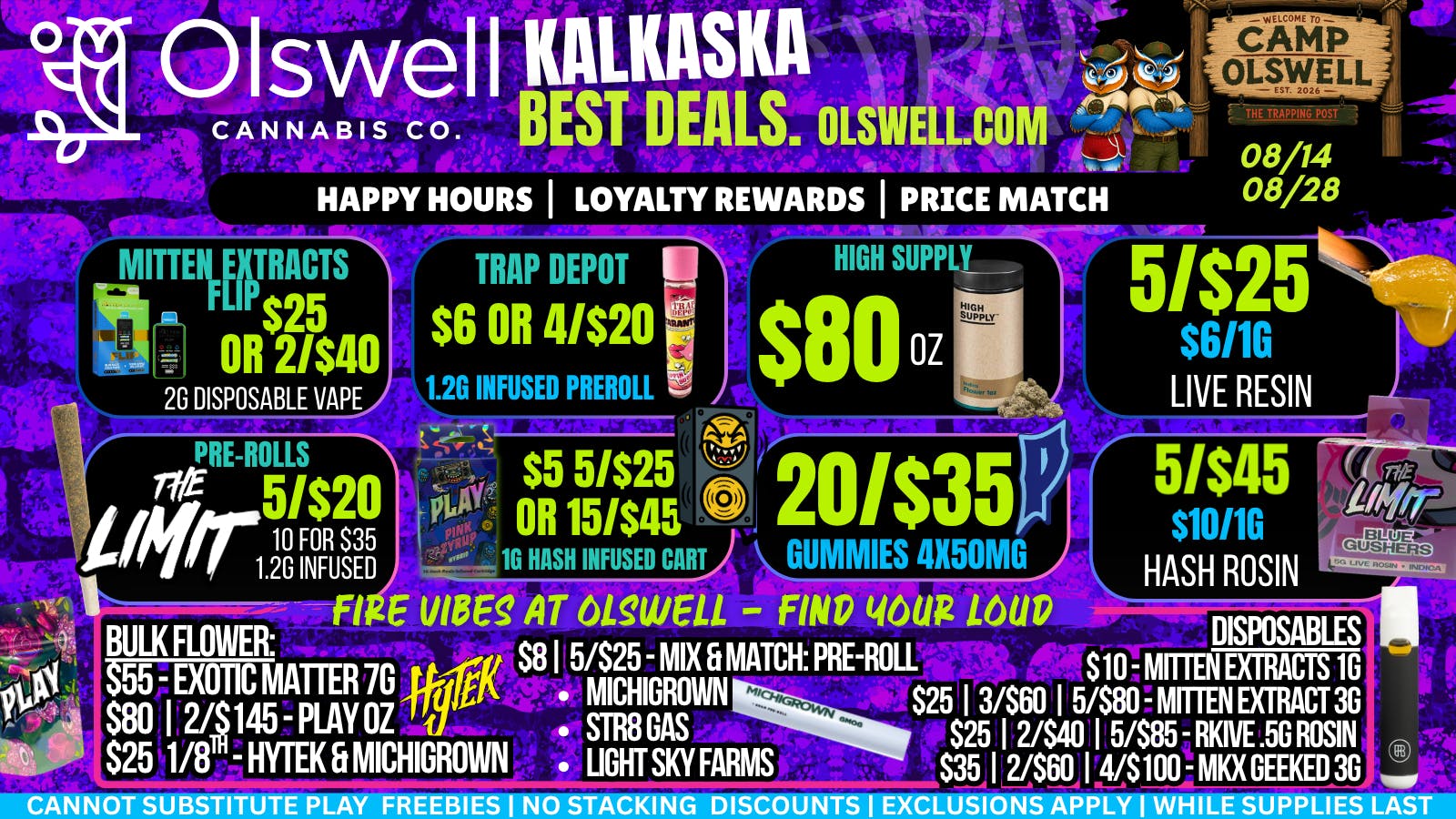 Olswell Cannabis Co - Kalkaska Shop Olswell Kalkaska, MI Weekly Deals!