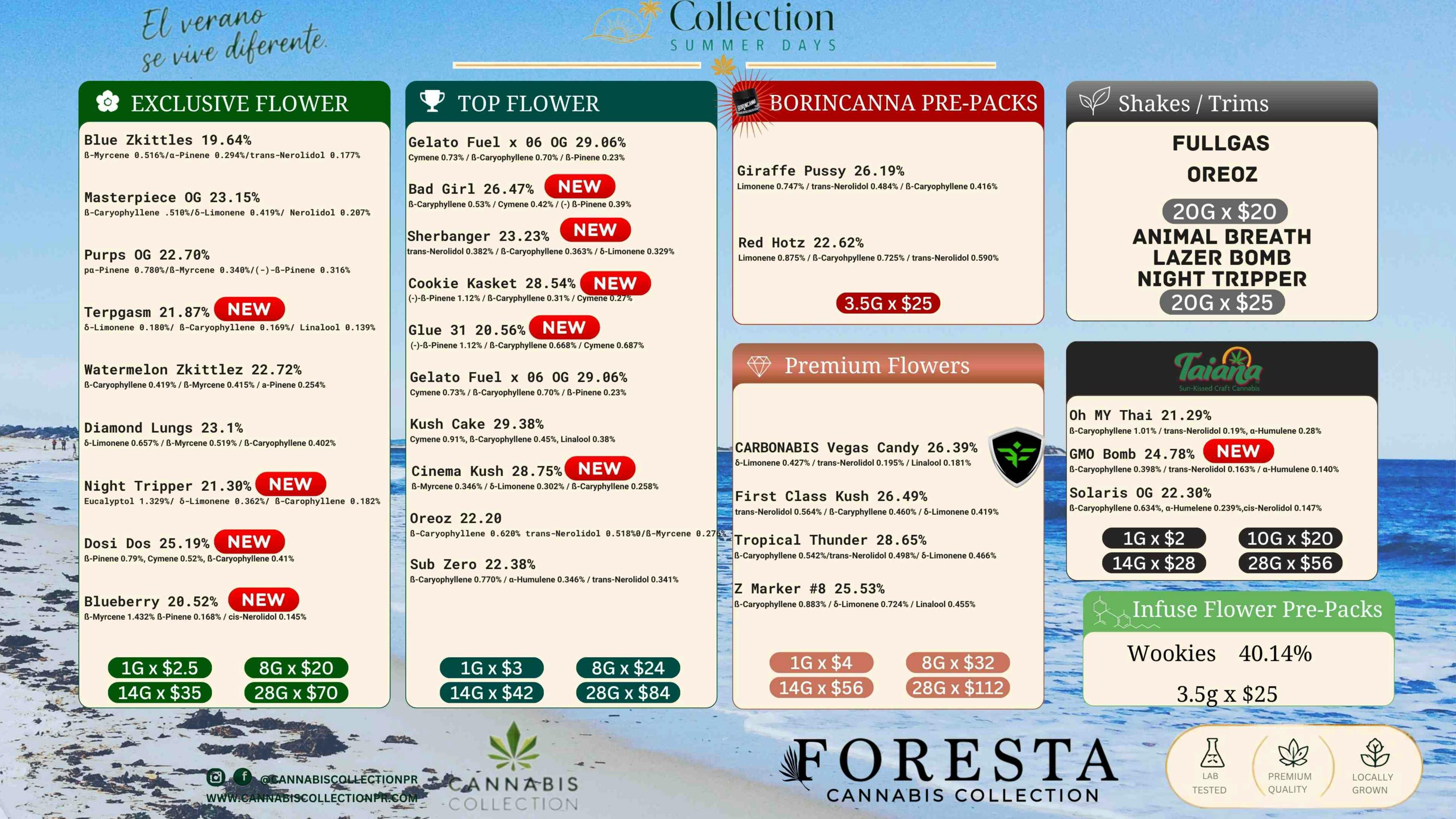 Foresta Cannabis Collection MENU DE LA SEMANA
