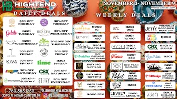 Hightend Dispensary & Lounge SHOP DEALS, 20% FTP, 5% REWARDS