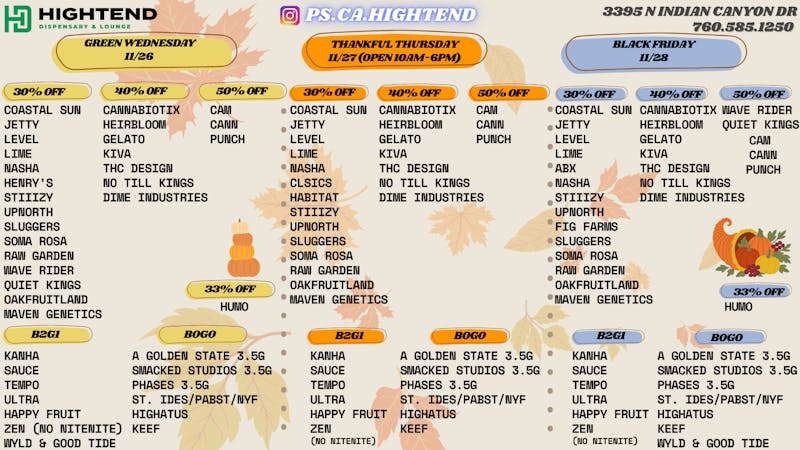 Hightend Dispensary & Lounge FEELIN' DANKFUL ࿔*:･༄˖°.🍂