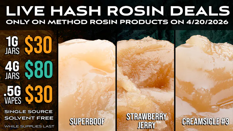 Method METHOD LIVE HASH ROSIN DEALS! 4G ONLY $80!