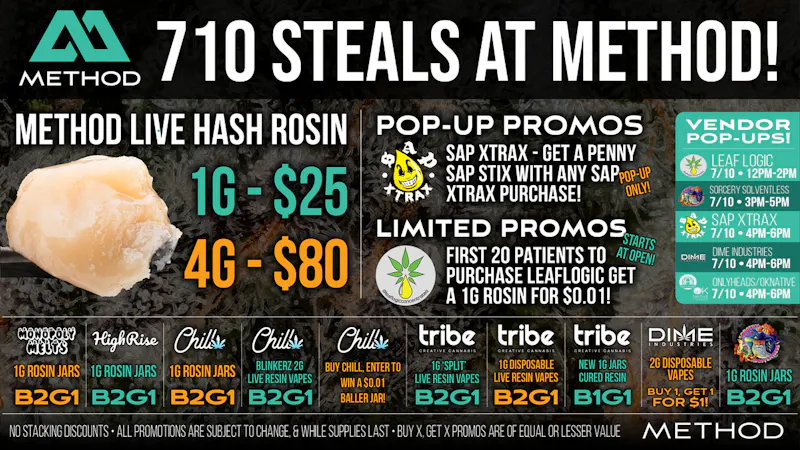 Method 710 STEALS! 4G LIVE HASH ROSIN $80 OTD!