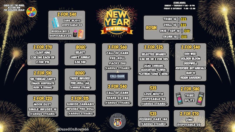 Dazed on Route 66 New Year, New Savings!