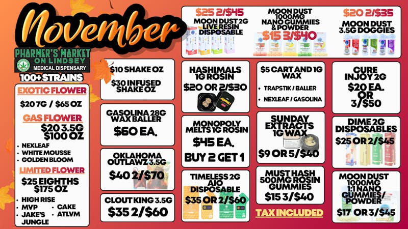 Pharmer's Market - Norman BLACK FRIDAY EARLY!$65 OZ!$10 OZ$5 CARTS