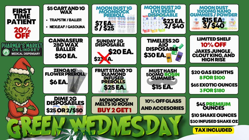 Pharmer's Market - Norman GREEN WEDNESDAY!$65 OZ!$10 OZ$5 CARTS!$2PREROLLS!