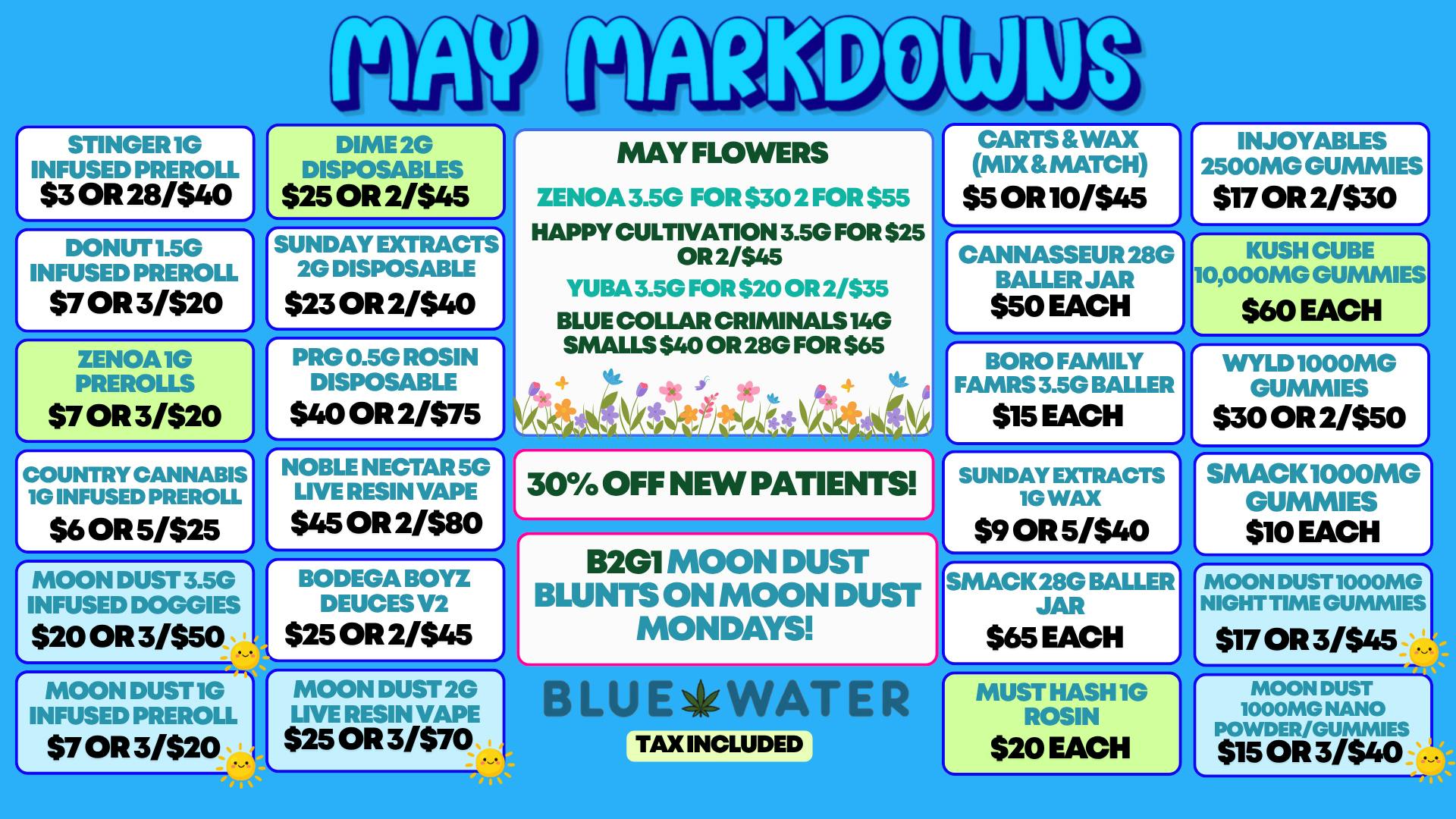 Blue Water - Norman MAY SHOWERS BRING BLUE FLOWERS!$65 OZ!$5 CARTS/WAX