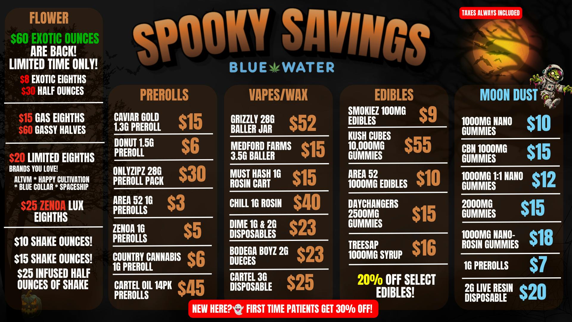 Blue Water - Norman SPOOKY LOW PRICES!💀$60 OUNCES!🎃$2 PREROLLS!👻