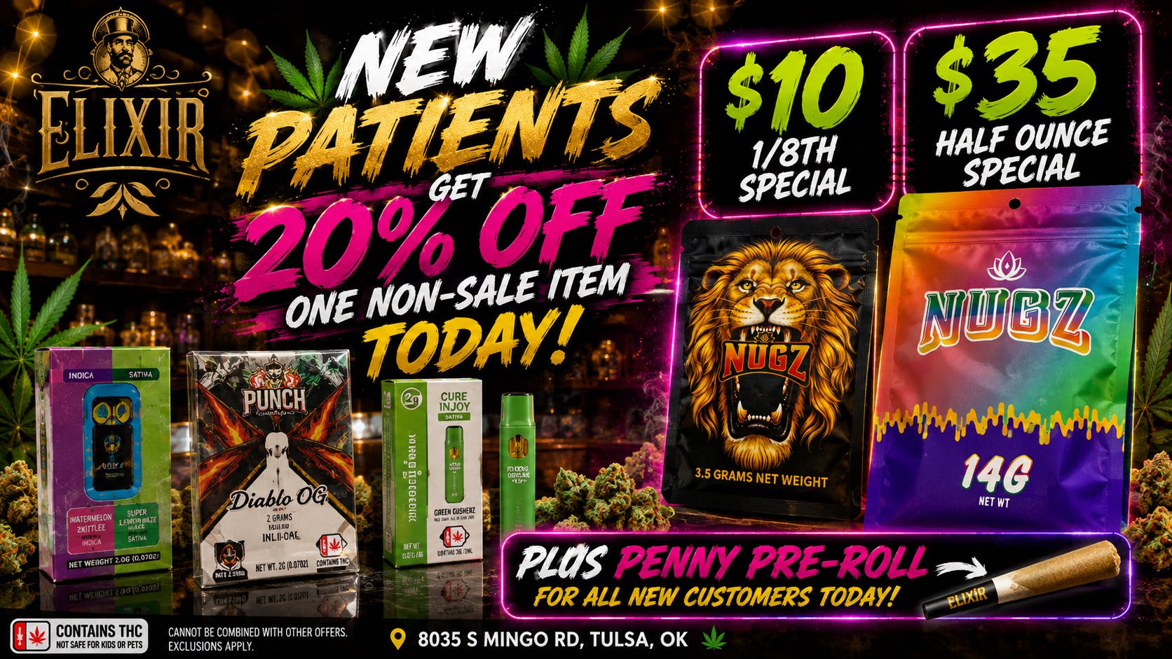 Elixir Dispensary BLOWOUT SALE! 50% off Nugz Infused Prerolls