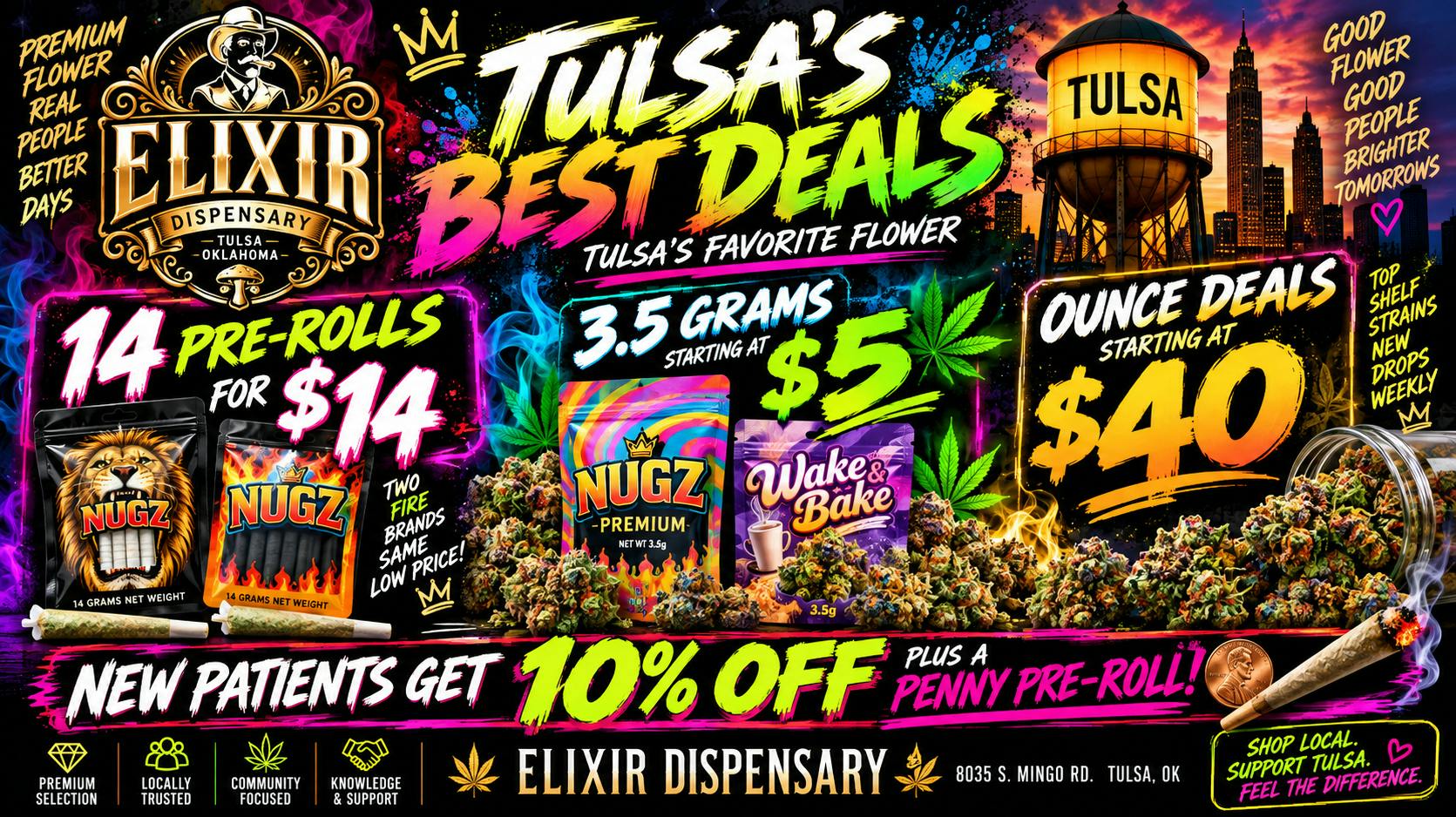 Elixir Dispensary FLOWER BLOWOUT SALE! $5/1/8, $40 half
