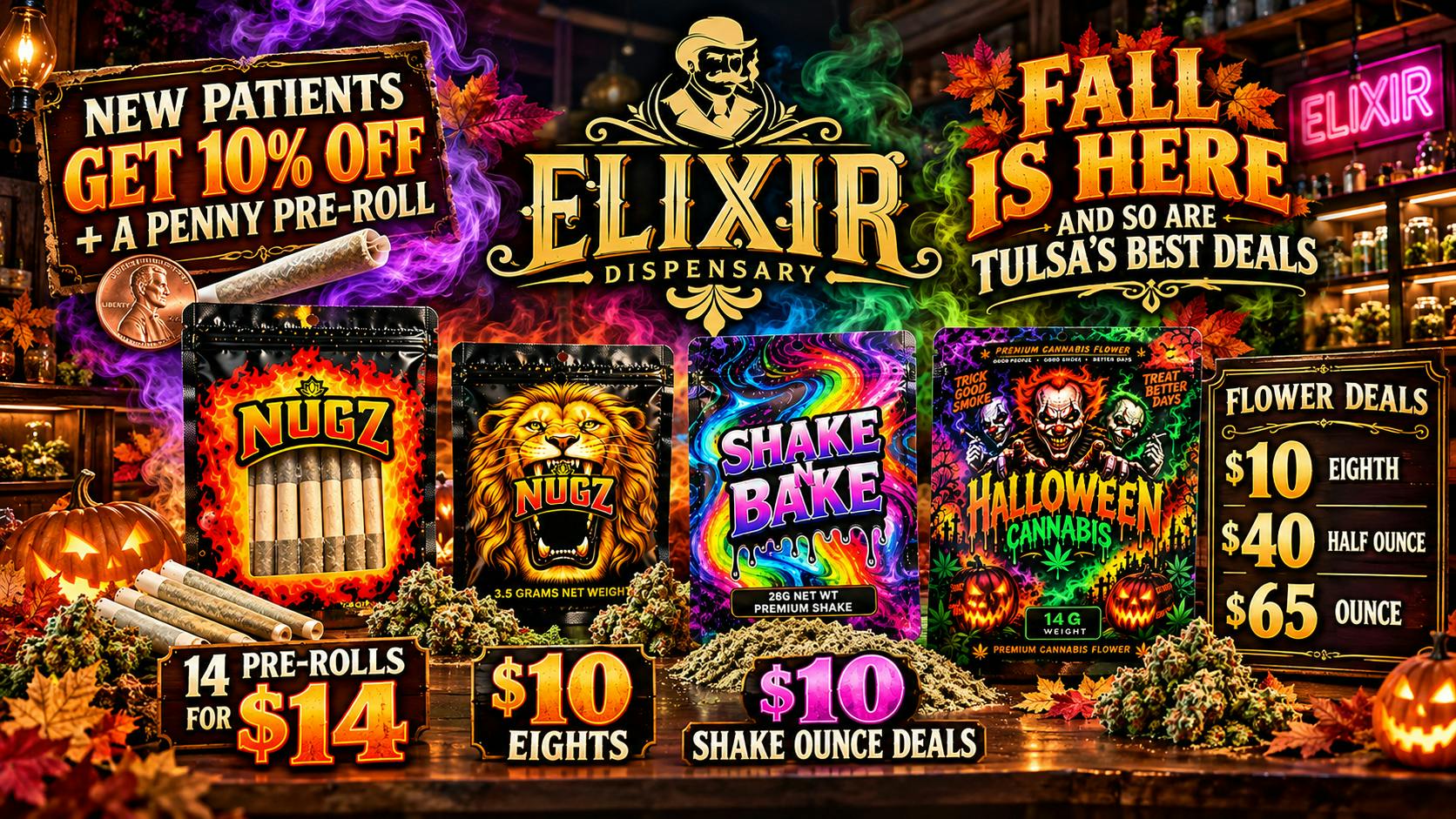 Elixir Dispensary FLOWER BLOWOUT SALE! $10/1/8, $40 half
