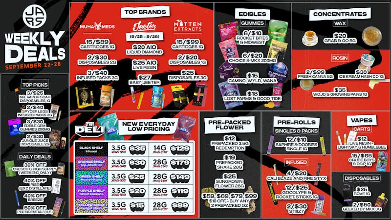 JARS Cannabis - Mt. Morris Michigan’s Best Deals. Michigan’s Biggest Menu.