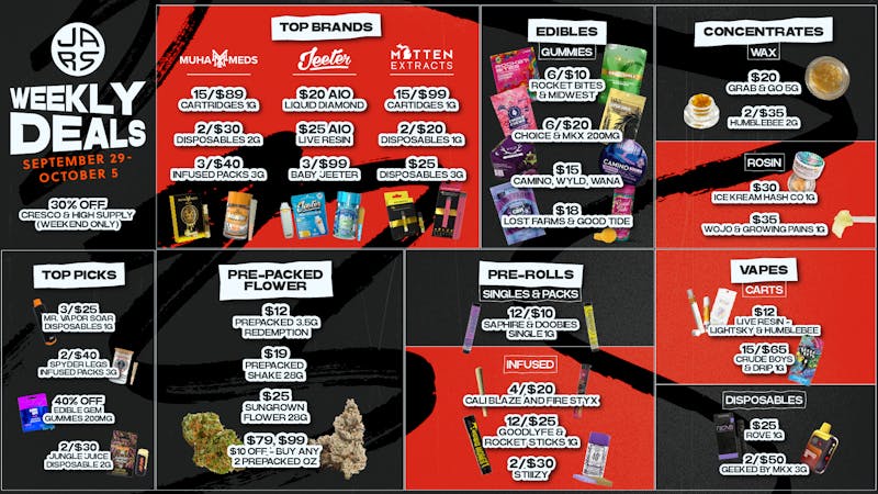 JARS Cannabis Delivery - Grand Rapids Alpine Michigan’s Best Deals. Michigan’s Biggest Menu.