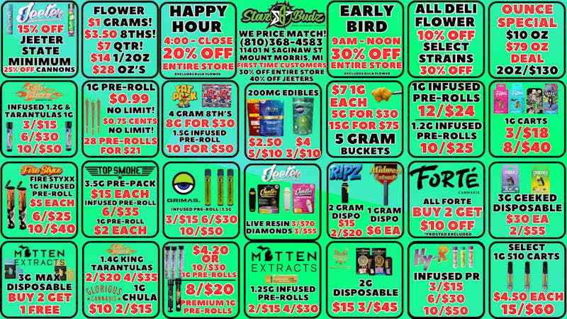 Star Budz - Mt Morris - Delivery CAN'T MAKE IT? WE DELIVER!