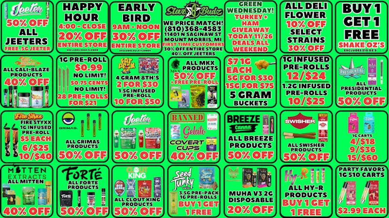 Star Budz - Mt Morris - Delivery CAN'T MAKE IT? WE DELIVER!