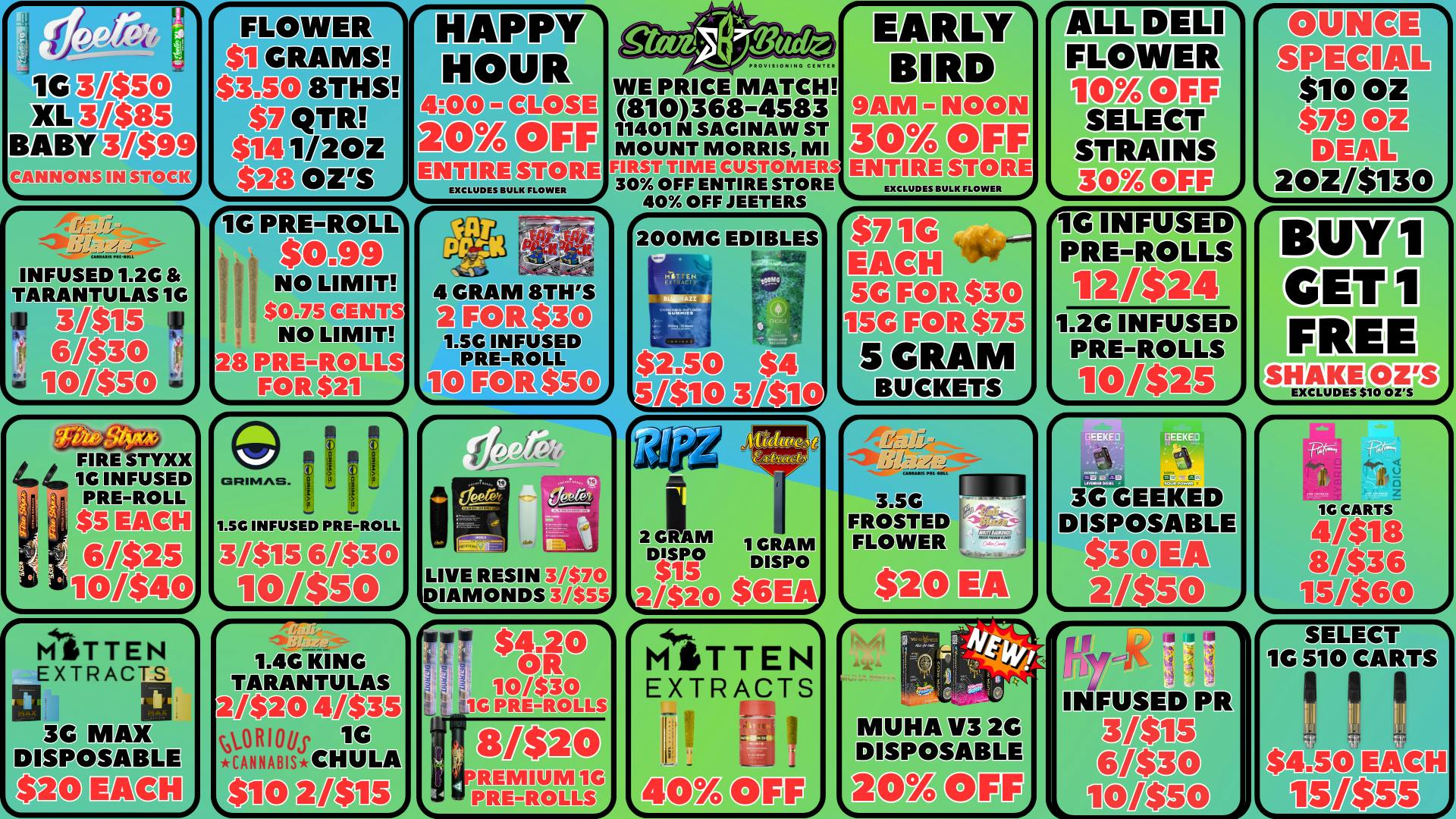 Star Budz - Mt Morris 10 DAYS OF CHRISTMAS DEALS!