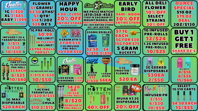 Star Budz - Mt Morris - Delivery CAN'T MAKE IT? WE DELIVER!