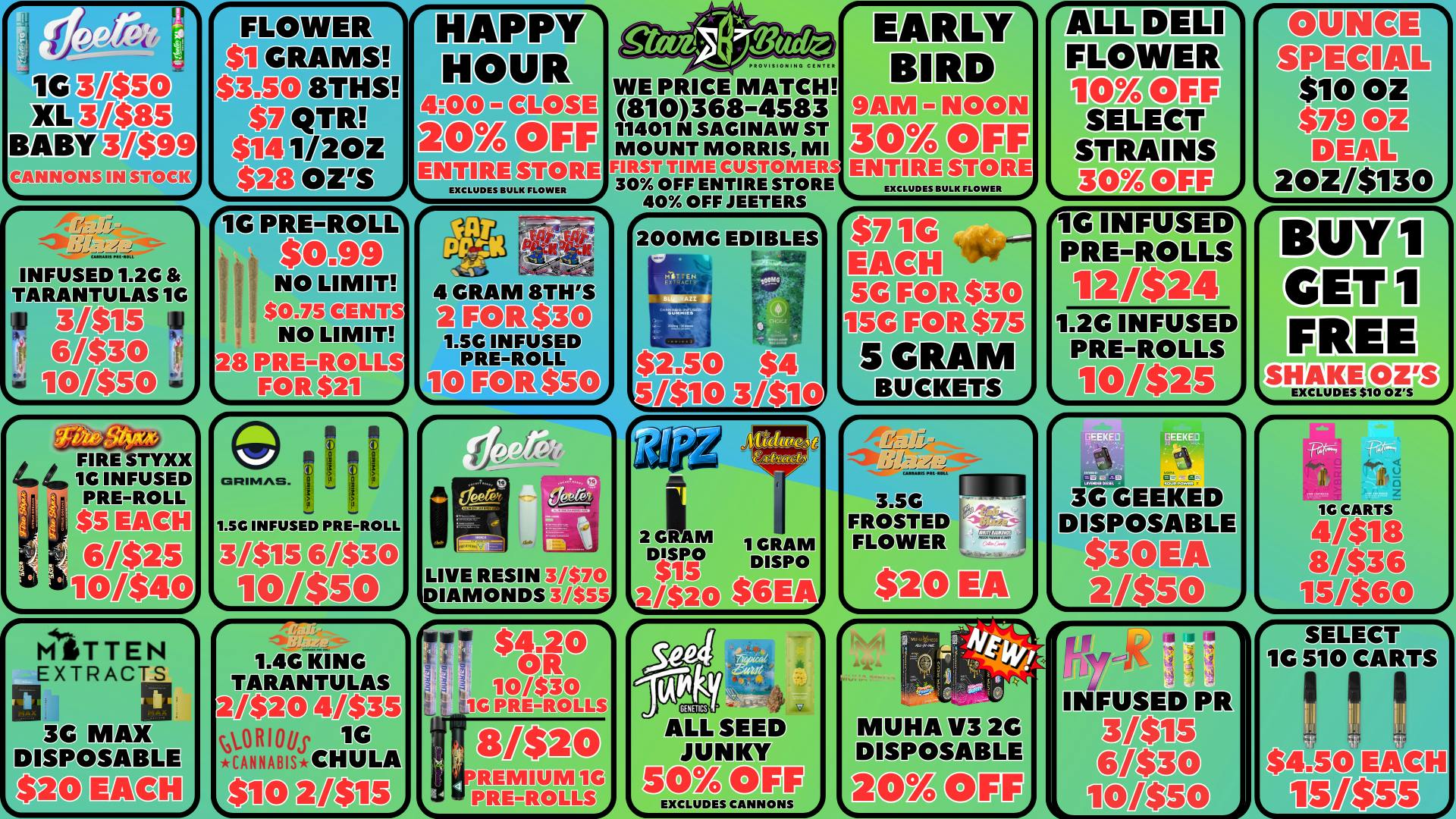 Star Budz - Mt Morris 10 DAYS OF CHRISTMAS DEALS!