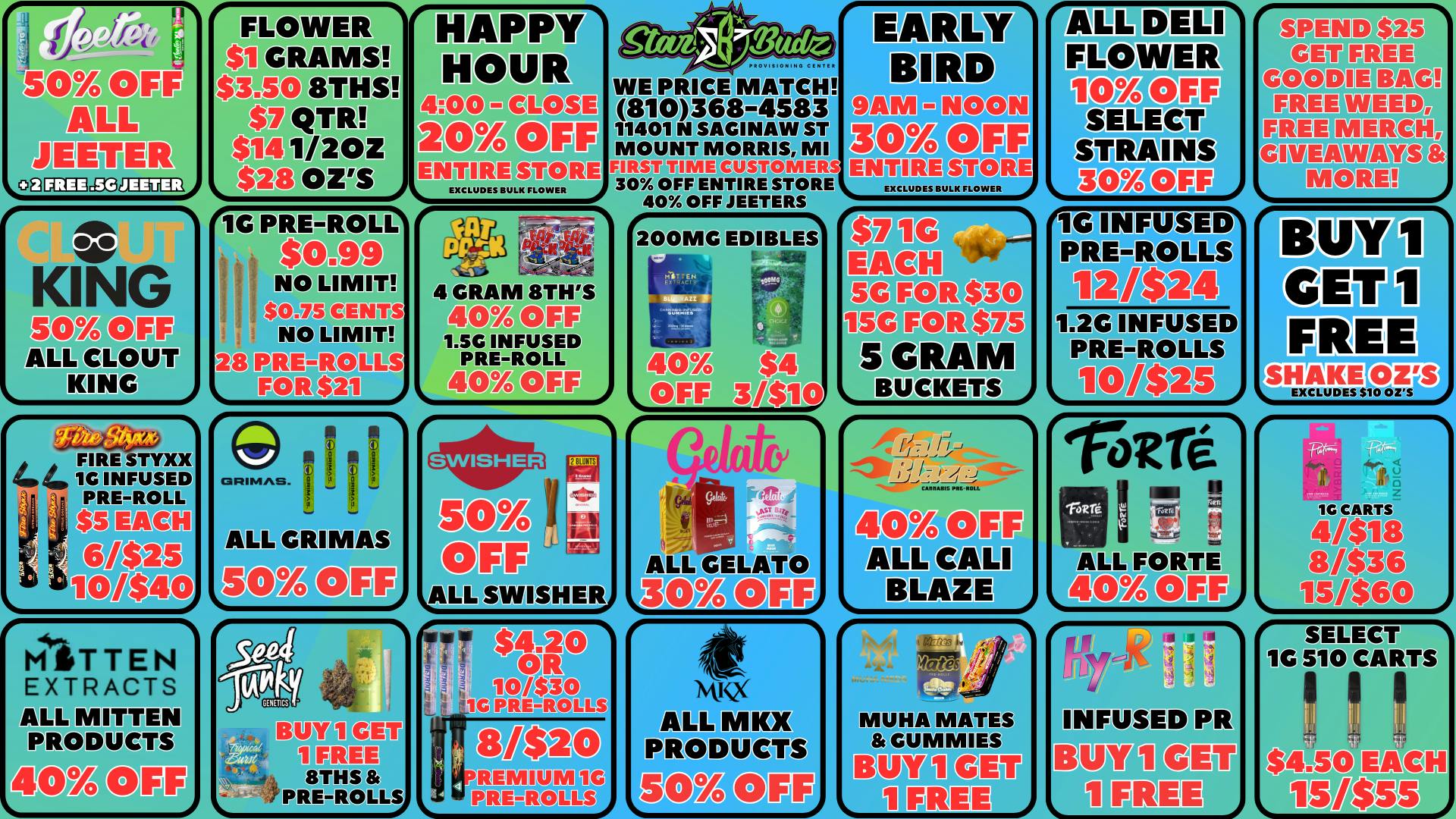 Star Budz - Mt Morris 30%-50% OFF STORE | FREE GOODIE BAG