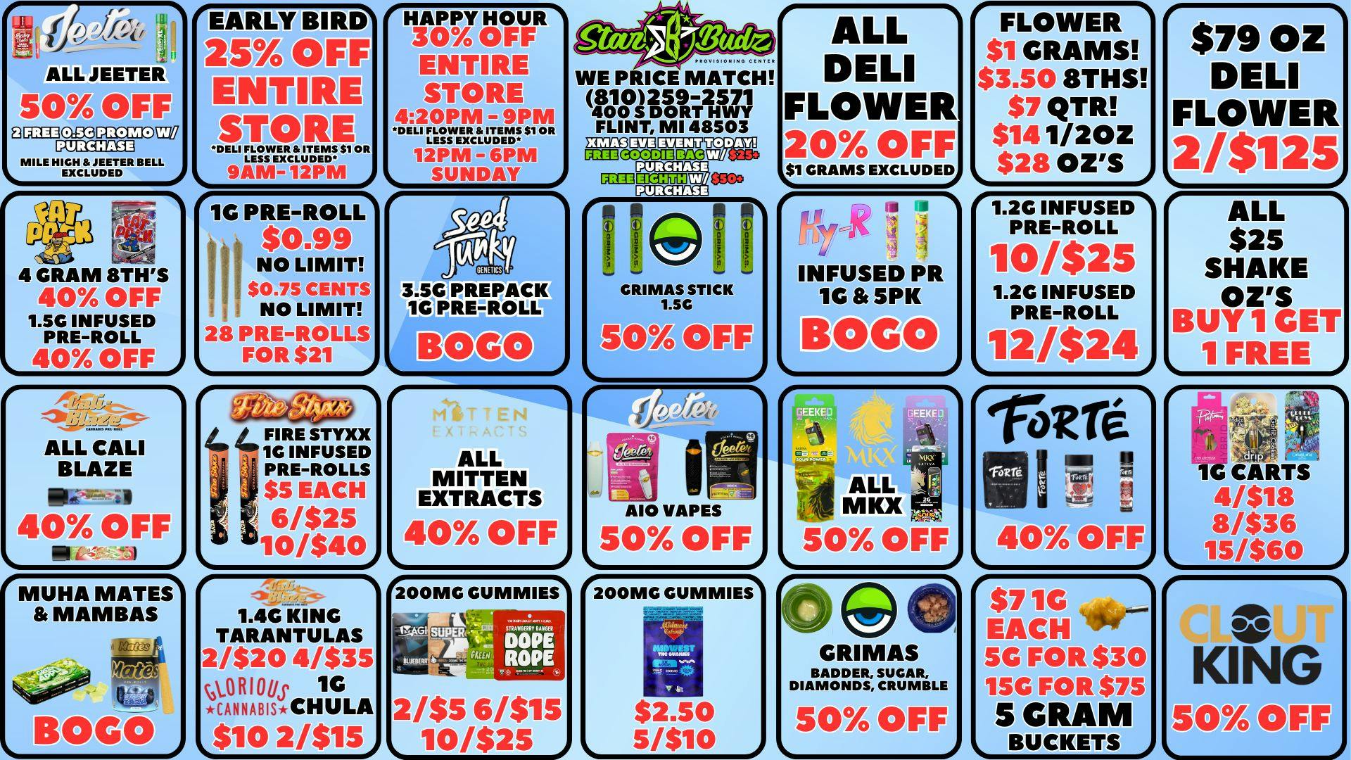 Star Budz - Flint - NOW OPEN! XMAS EVE EVENT! | 30% - 50% OFF | GOODIE BAGS!