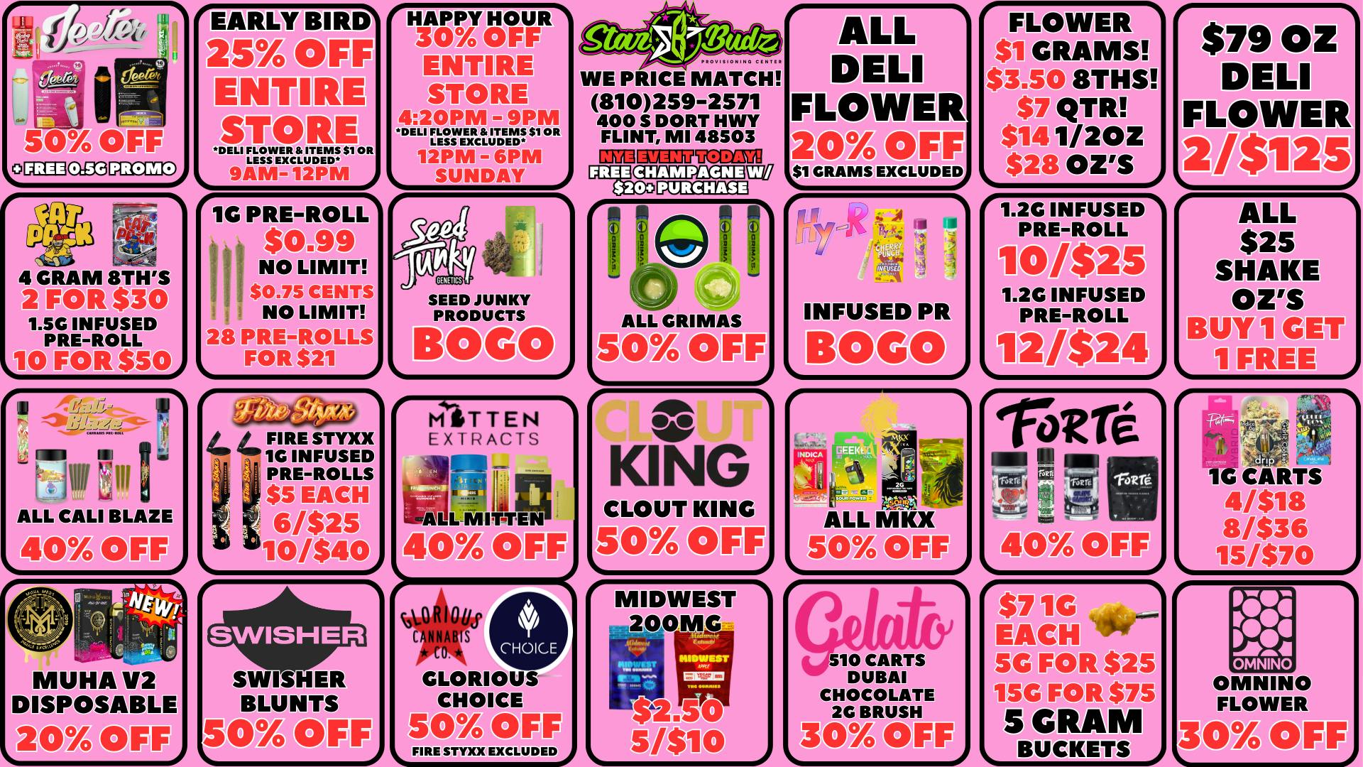 Star Budz - Flint - NOW OPEN! 40% - 50% OFF BRANDS | NYE EVENT TODAY!