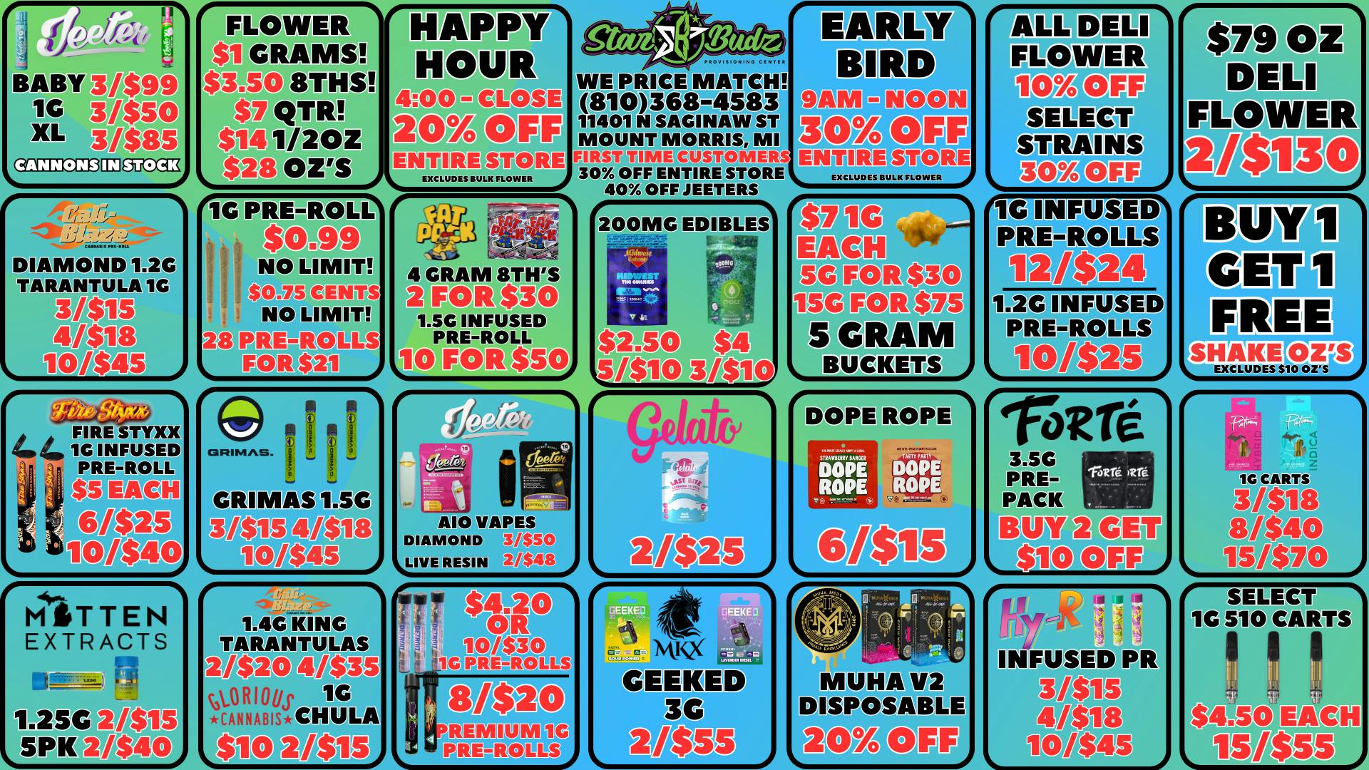 Star Budz - Mt Morris 20%-30% OFF STORE | $1 GRAMS