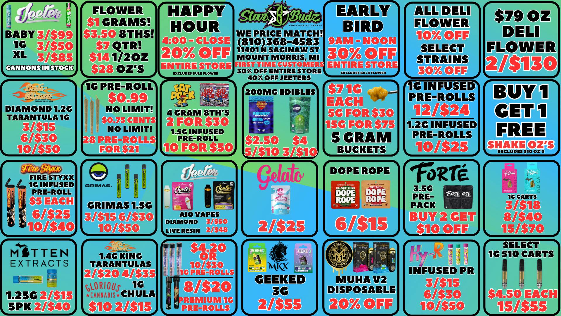 Star Budz - Mt Morris 20%-30% OFF STORE | $1 GRAMS