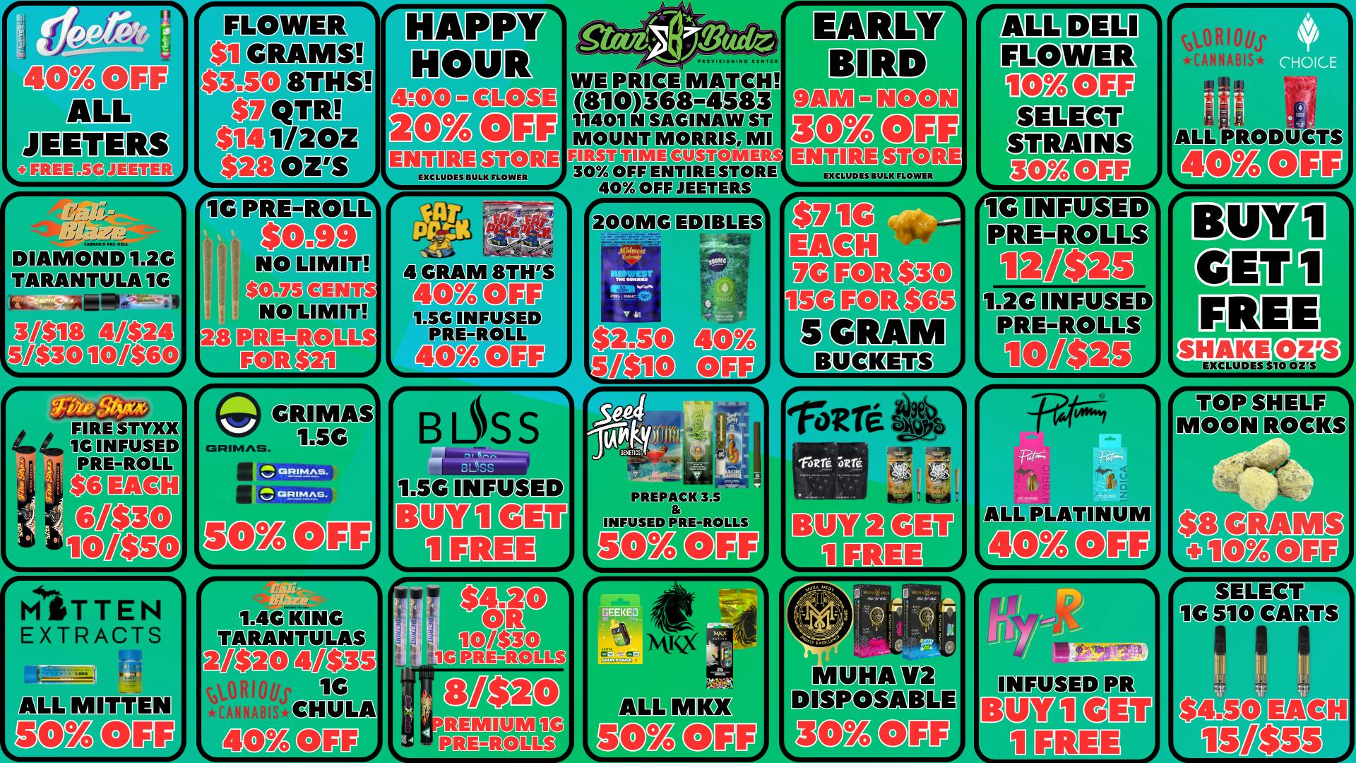 Star Budz - Mt Morris 20%-50% OFF ENTIRE STORE | 420 EVENT MONDAY!