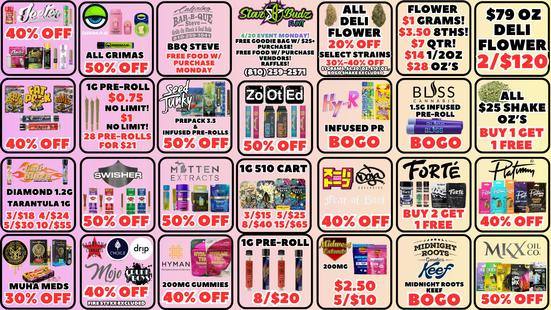 Star Budz - Flint - NOW OPEN! 30% - 50% OFF SELECT BRANDS! | 4/20 EVENT MONDAY!!