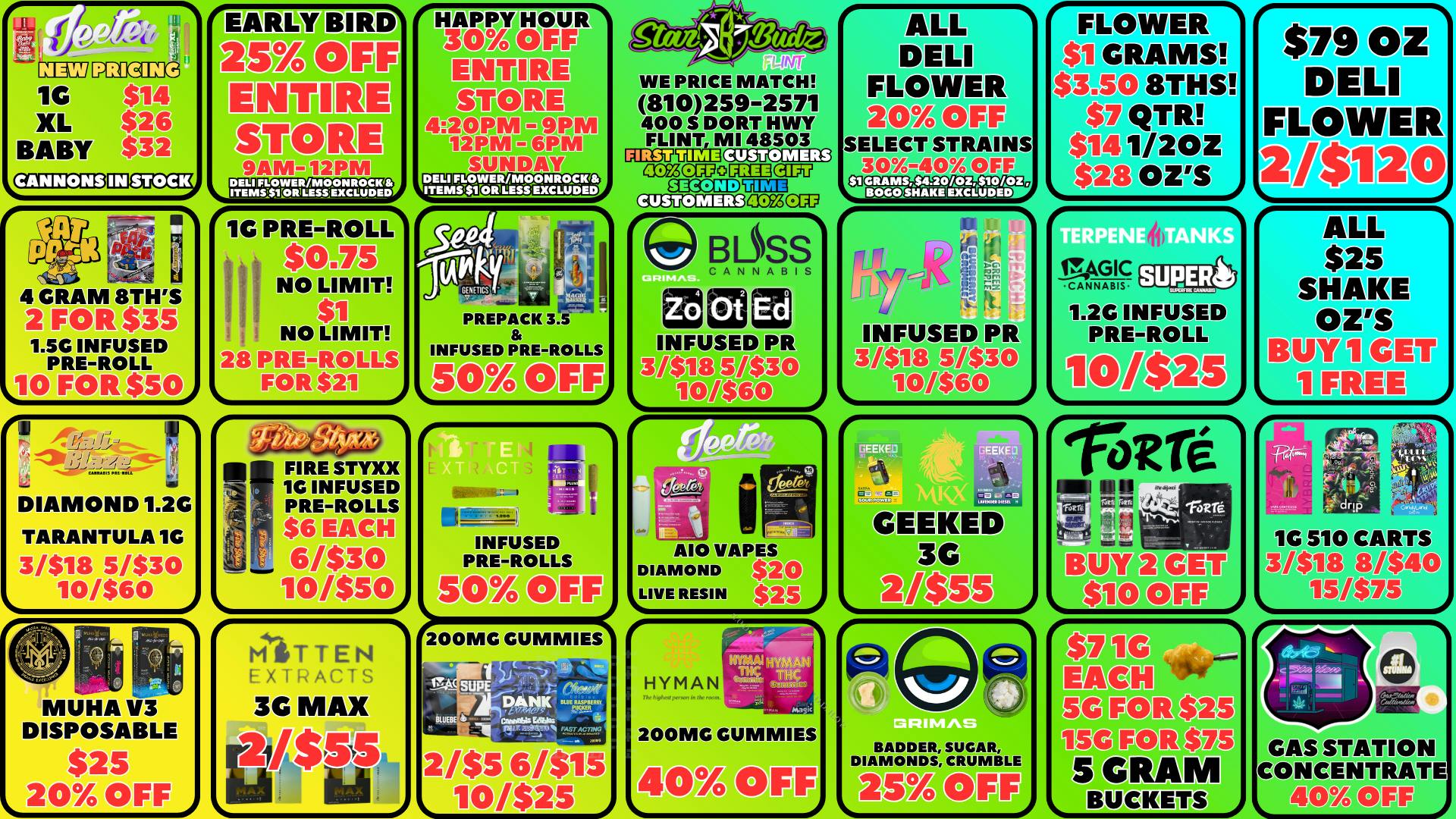 Star Budz - Flint - NOW OPEN! 30% - 50% OFF SELECT BRANDS! | 4/20 EVENT MONDAY!!