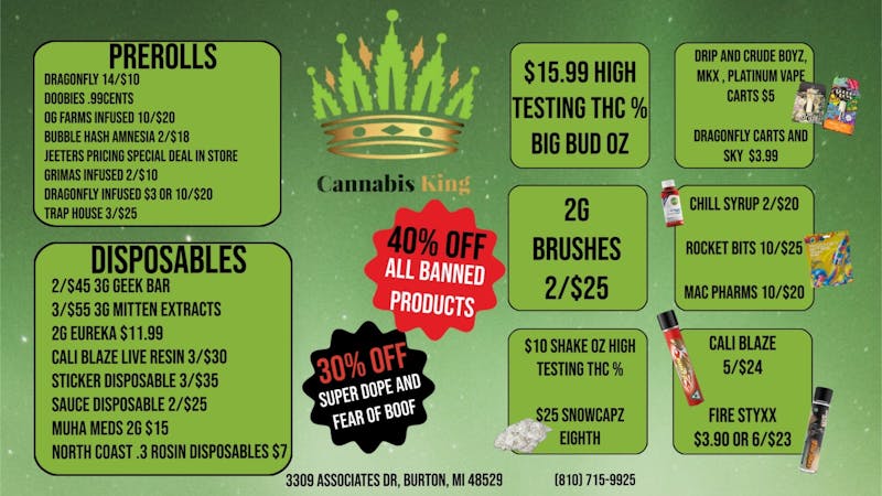 Cannabis King - Burton LOWEST PRICES IN FLINT ! NEW STRAINS !