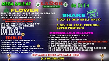 LA 2 OK Dispensary (Open 8am-12am) $20 OZ/ $30 OZ/ $40 OZ/ $50 OZ