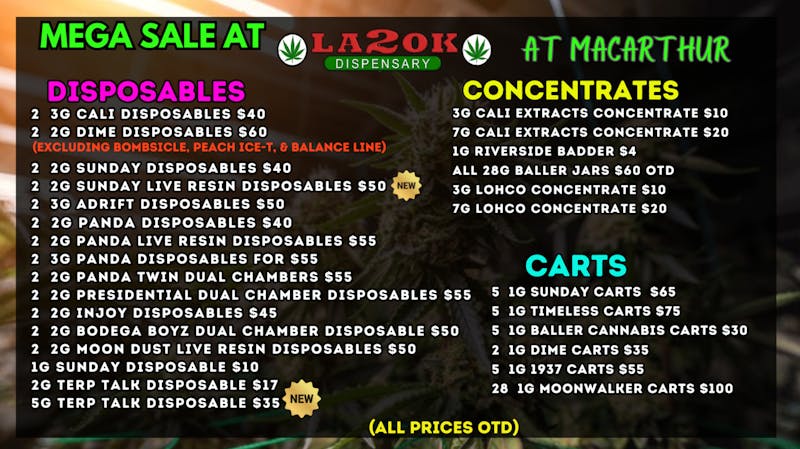 LA 2 OK DISPENSARY - Warr Acres $10 3G CONCENTRATE/ $65 28G CONCENTRATE