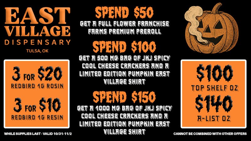 East Village Dispensary 3 Days of Spooky Halloween Deals!!