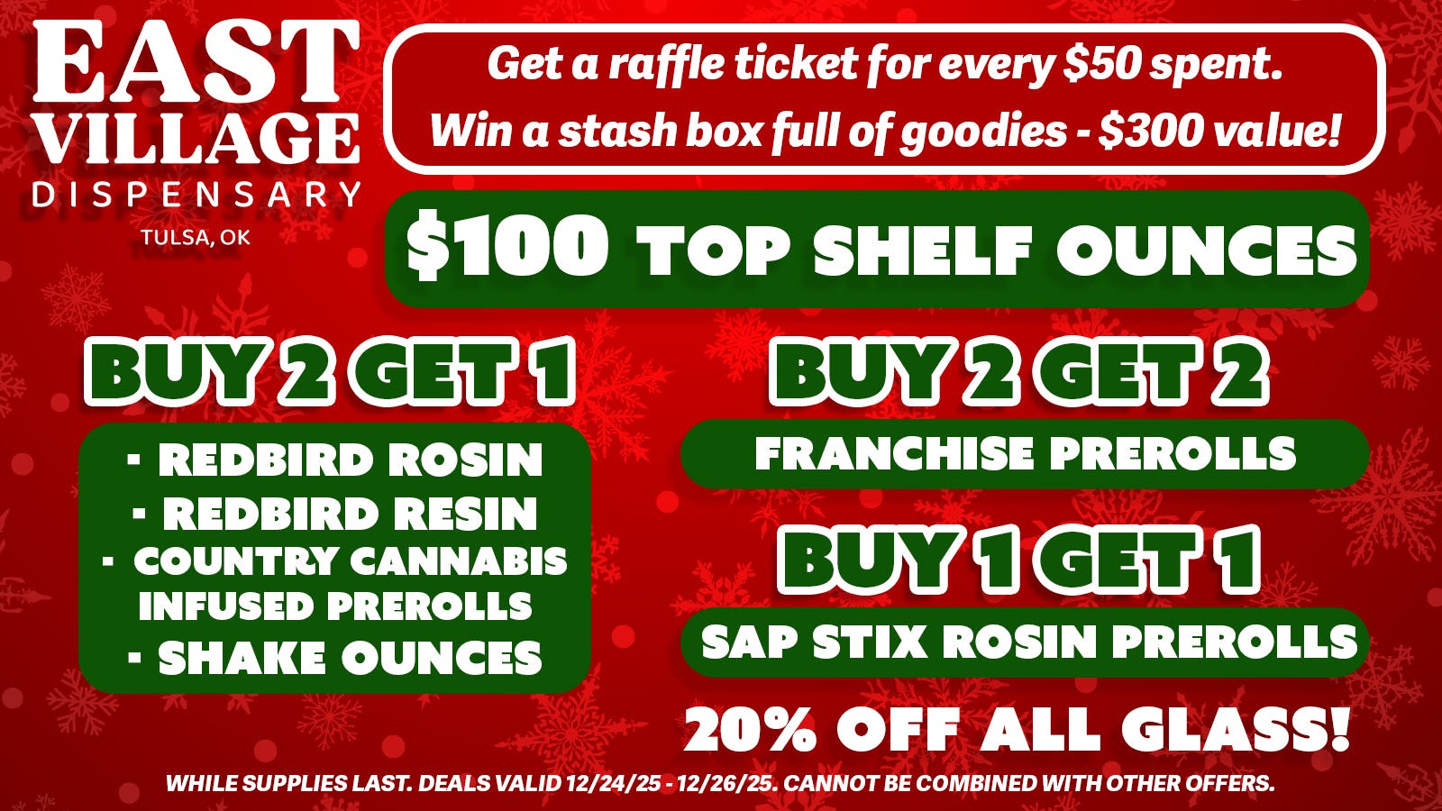 East Village Dispensary OPEN 8am - 12am Christmas Day! 3 DAYS OF DEALS!