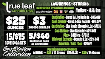 True Leaf - Sturgis $25 Ounces 15/75 Carts + More