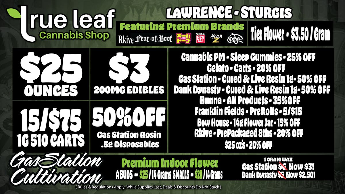 True Leaf - Sturgis Deals for Dec 8th-14th New