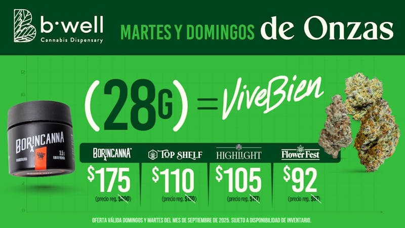 BWell - Ponce Carga tu stash con Bwell, 28g de flor en oferta.
