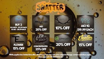 Shatter UP TO 45% OFF ALL DAY AT SHATTER!