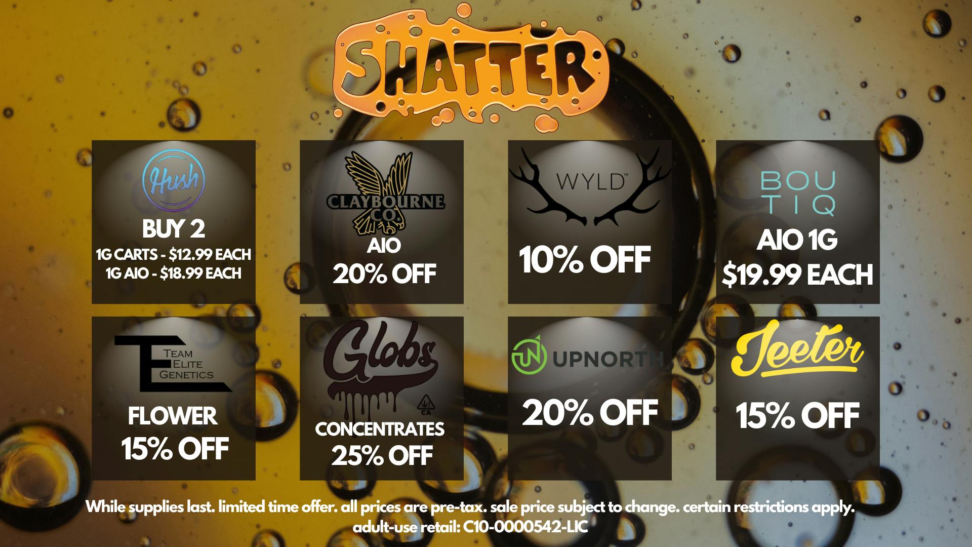 Shatter DAILY DEALS: Up to 40% OFF Storewide
