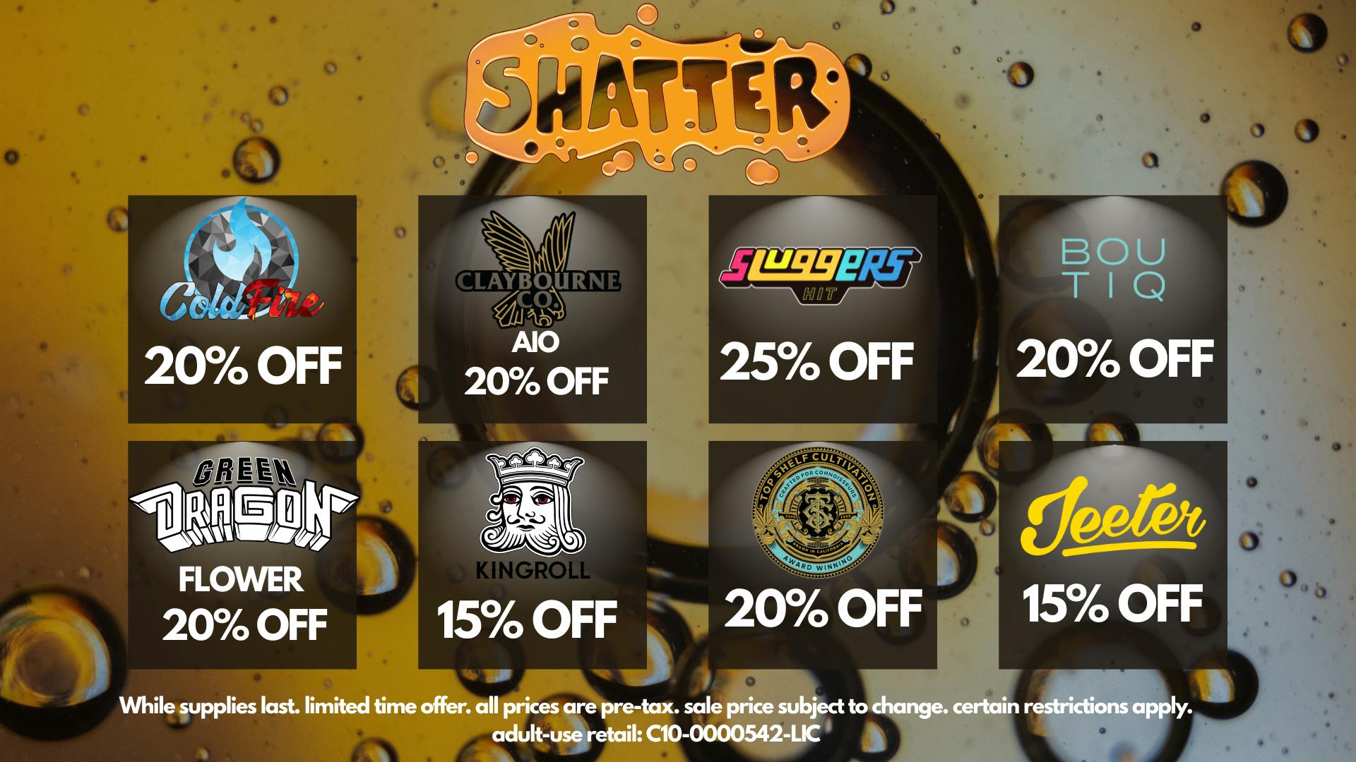 Shatter DAILY DEALS - UP TO 40% OFF!