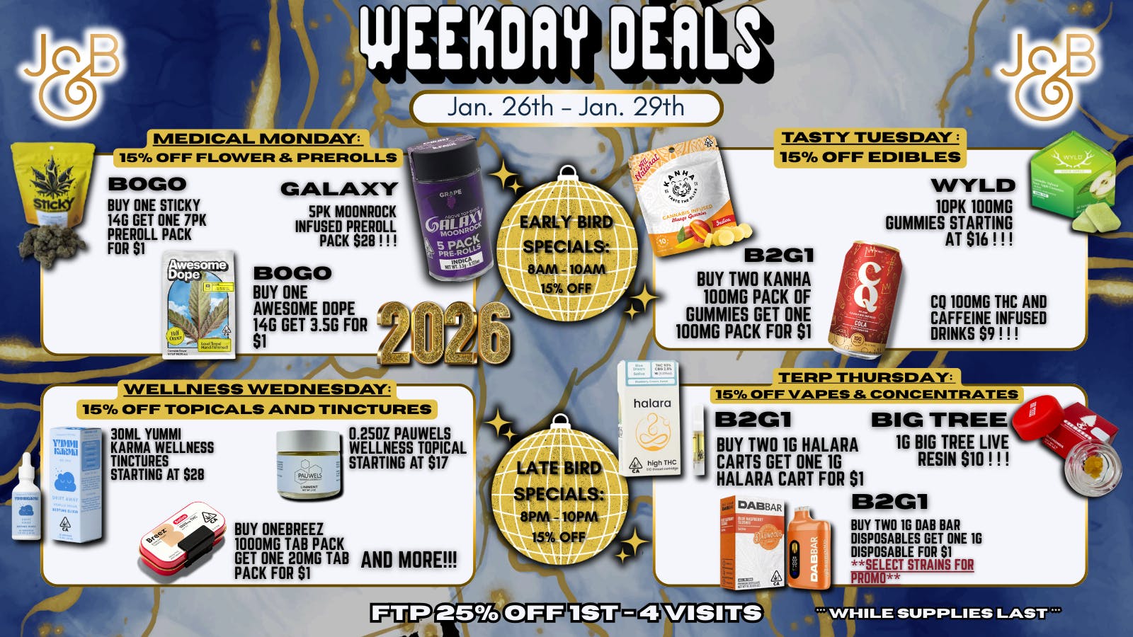 Off the Charts Powered by Josephine & Billie's - Now Open! New Year, New Deals!