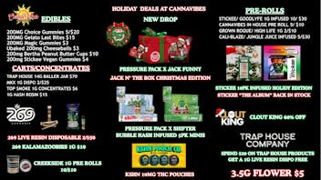 CannaVibes Emporium $25 ounces 30% THC / $5 3.5g 27% THC