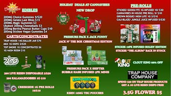 CannaVibes Emporium $25 ounces 30% THC / $5 3.5g 27% THC